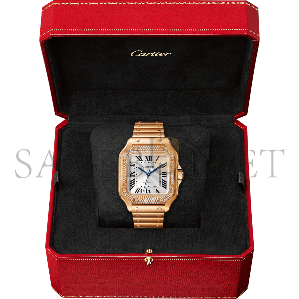 ca*t*er santos de medium model 18k rose gold auT0matic winding watch wjsa0009